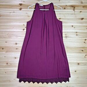 Maurices Dress Womens Small Merlot Red Lace Accent Knee Length Sleeveless Dress